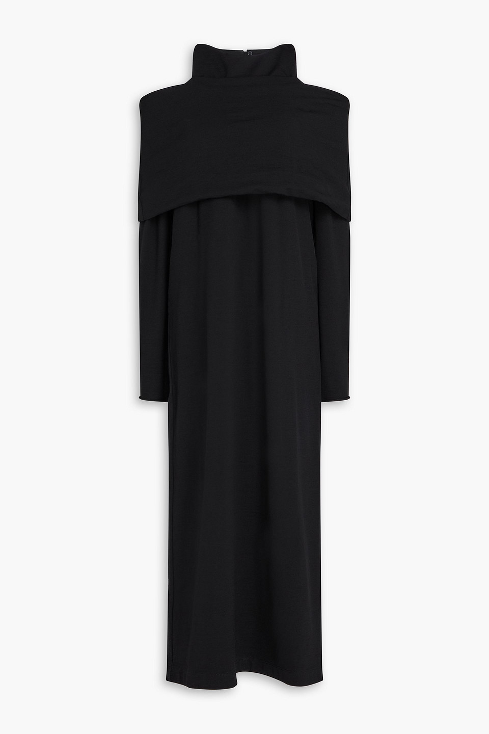Brunello Cucinelli Cold-shoulder Wool-blend Jersey Midi Dress In Black