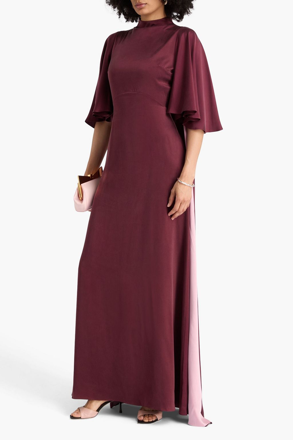 ROKSANDA Kalydria cape-effect two-tone washed silk-satin gown