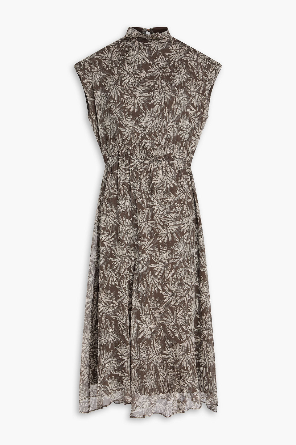 Brunello Cucinelli Printed Silk-crepon Midi Dress