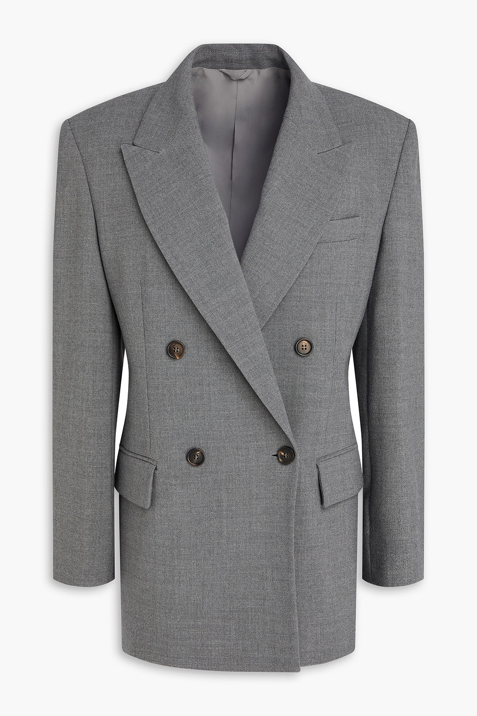 Brunello Cucinelli Double-breasted Wool Blazer In Gray