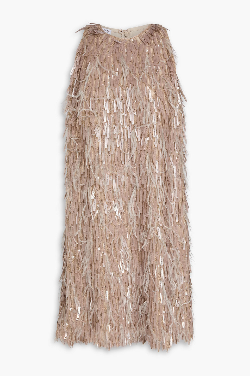 Brunello Cucinelli Embellished Silk-chiffon Dress In Brown
