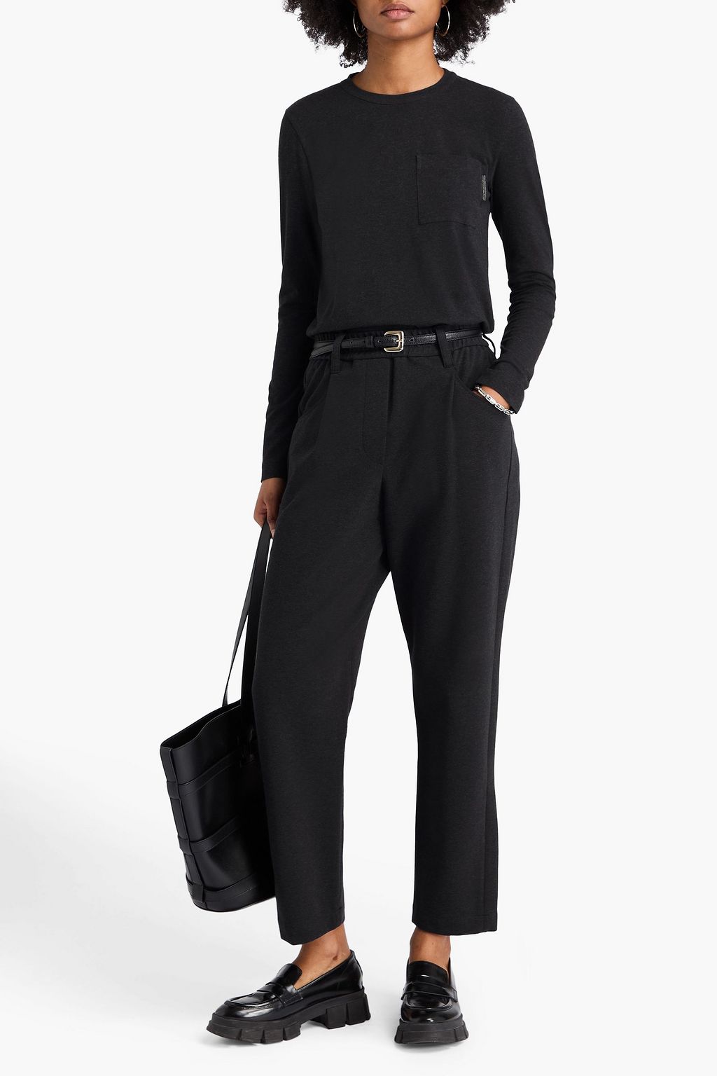 BRUNELLO CUCINELLI Cotton-blend jersey tapered pants