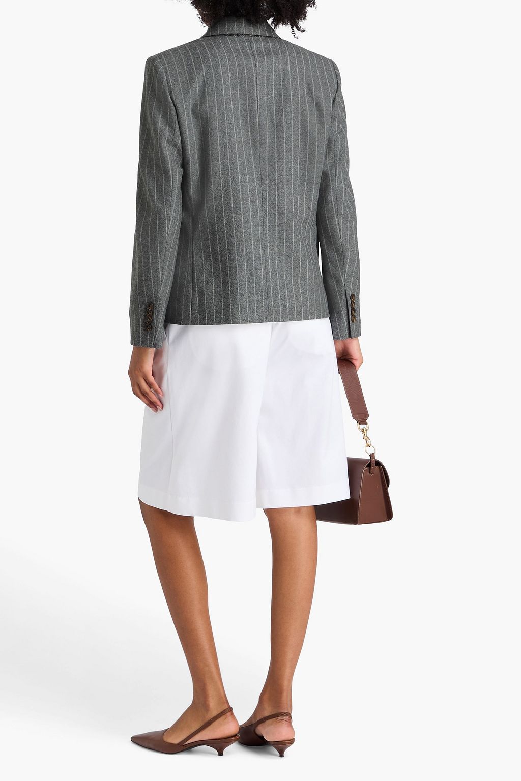 BRUNELLO CUCINELLI Double-breasted pinstriped wool blazer