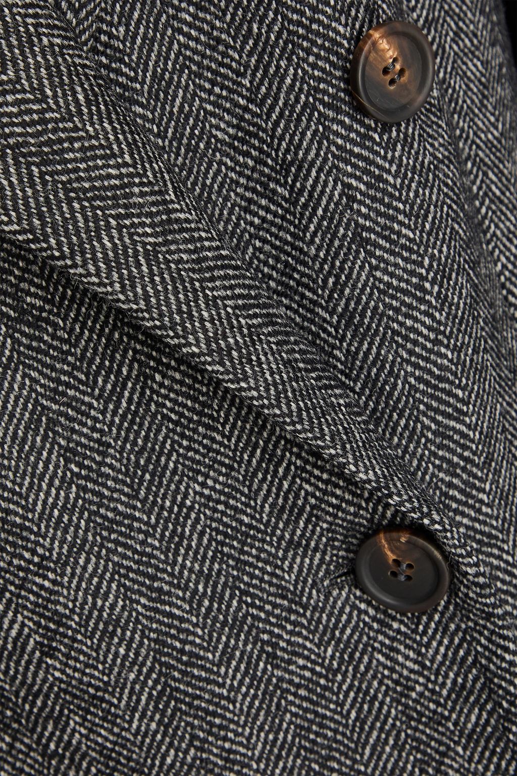 BRUNELLO CUCINELLI Double-breasted herringbone wool-blend blazer