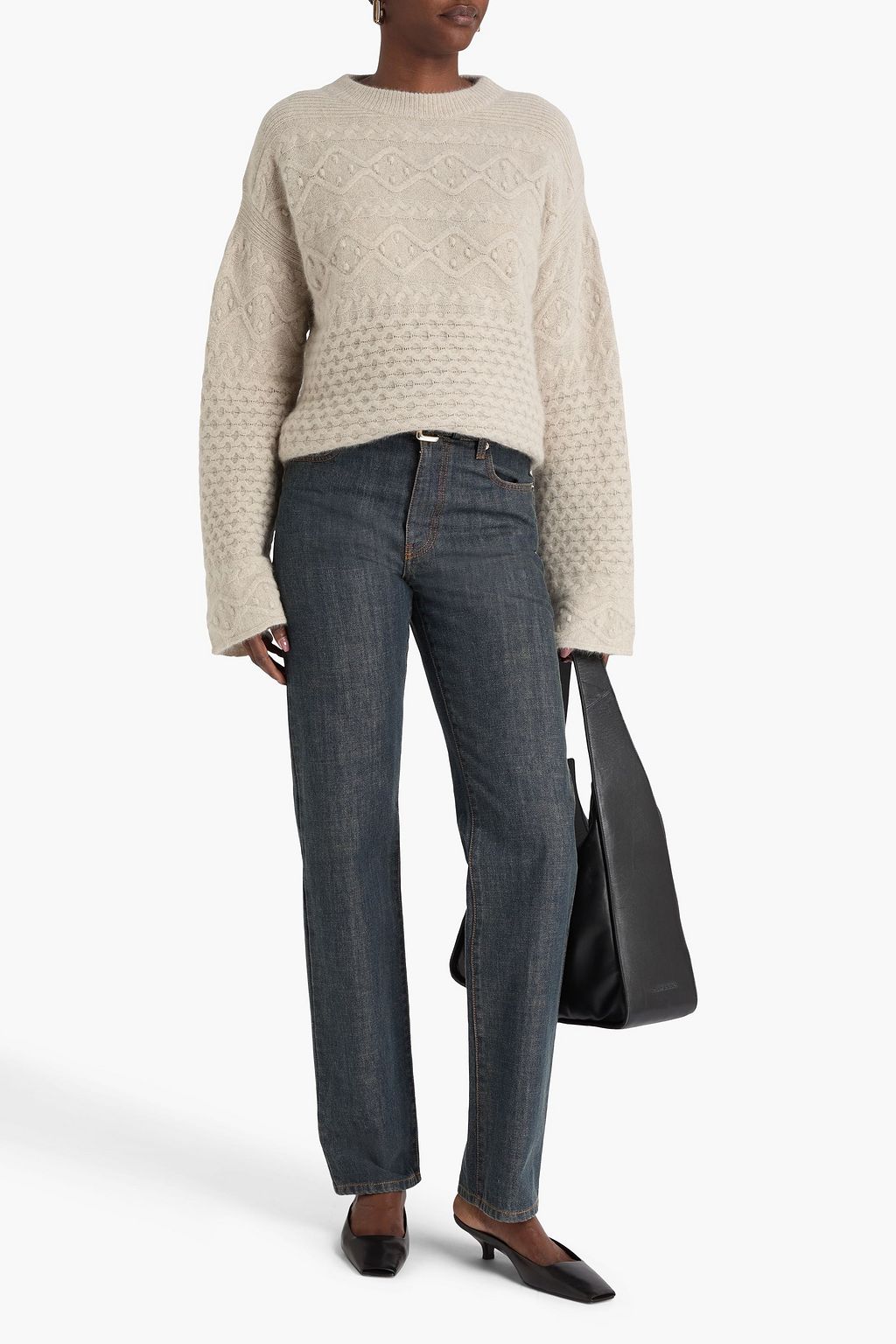 LOULOU STUDIO Omaha Pullover aus einer Wollmischung mit Zopfstrickmuster