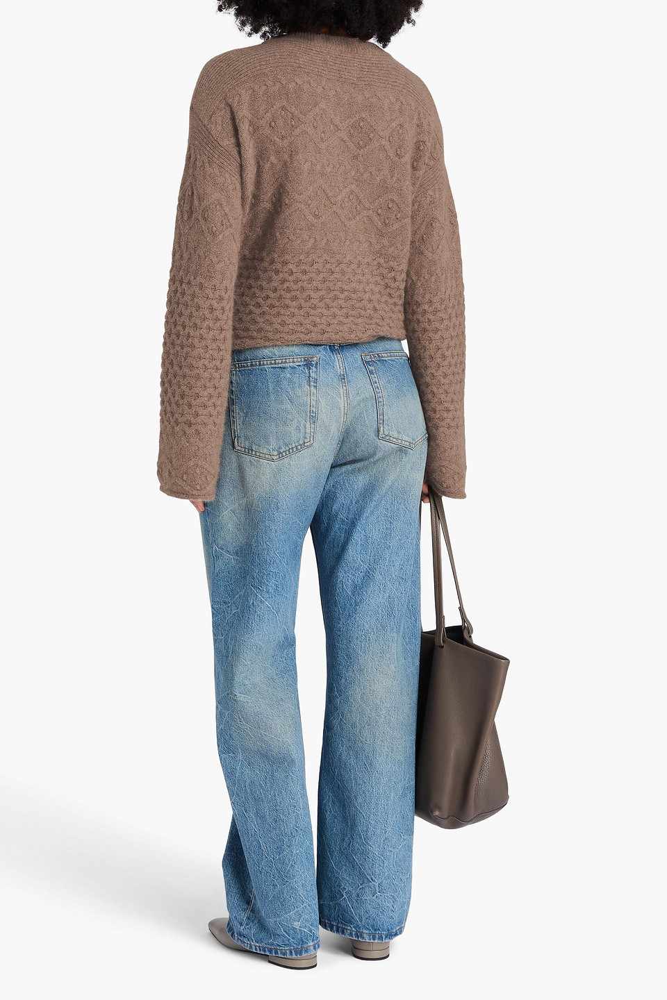  Loulou De Saison - Omaha Pullover Aus Einer Wollmischung Mit Zopfstrickmuster - Neutral - Xs 