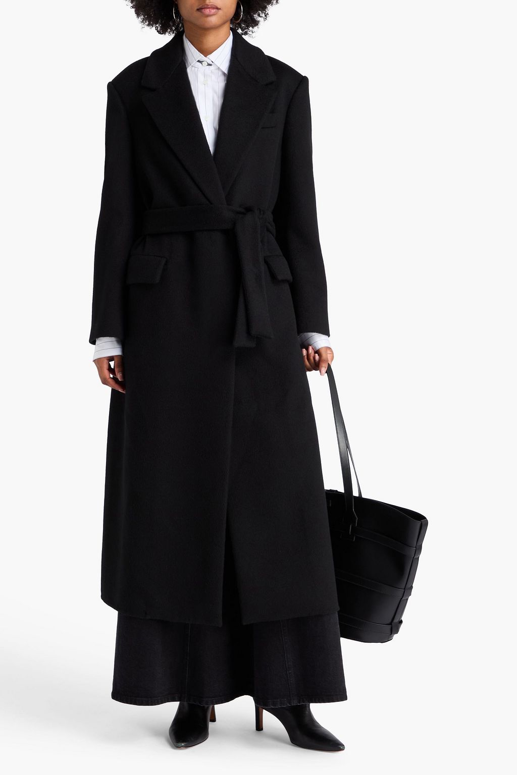 BRUNELLO CUCINELLI 브러시드 캐시미어 벨티드 코트