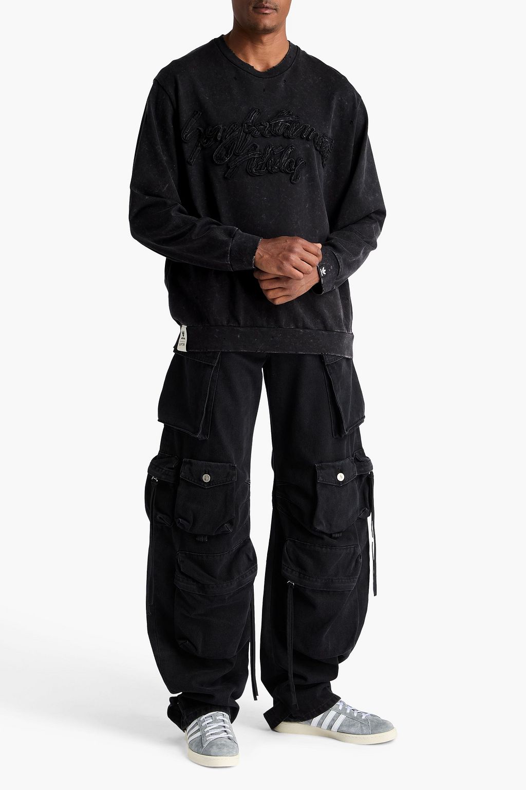 ADIDAS ORIGINALS X SONG FOR THE MUTE سويت شيرت ADI004 من قطن تيري فرنسي مطاطي مطرّز