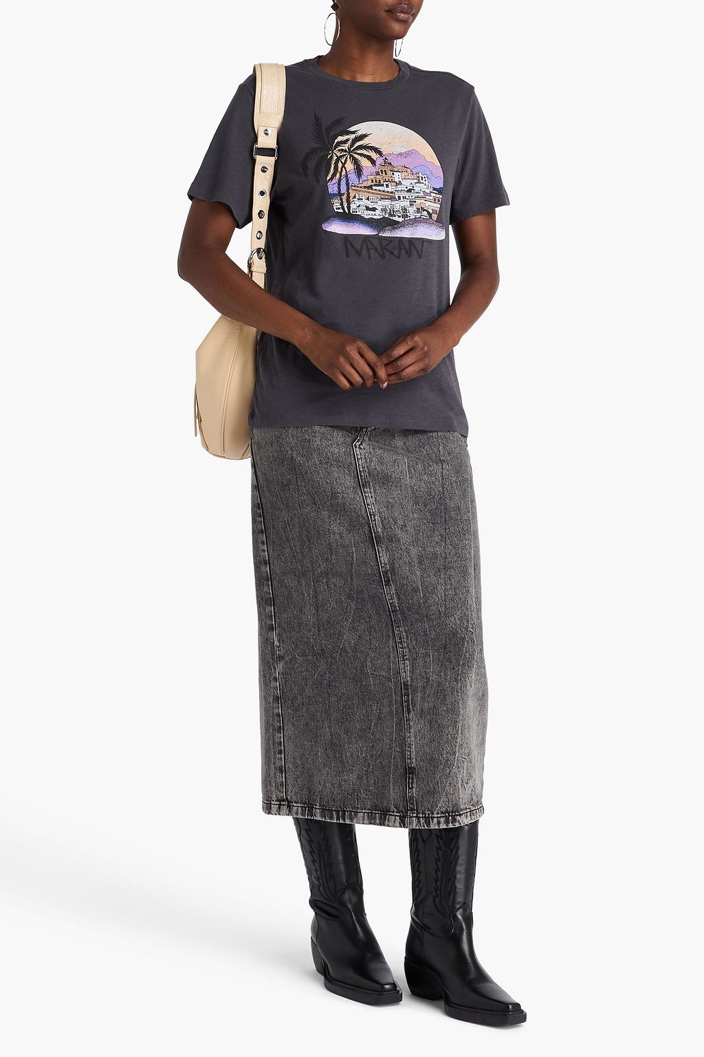 MARANT ÉTOILE コットンジャージー Tシャツ プリント入り