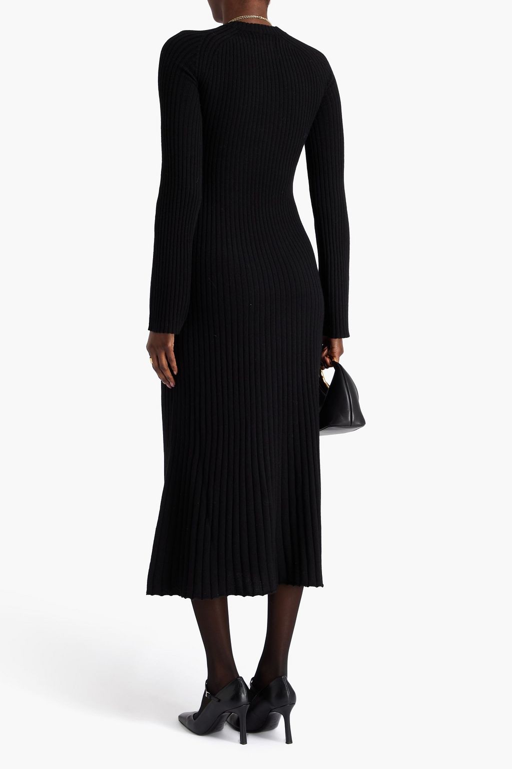 LOULOU STUDIO Hobas Midikleid aus einer gerippten Woll-Kaschmirmischung