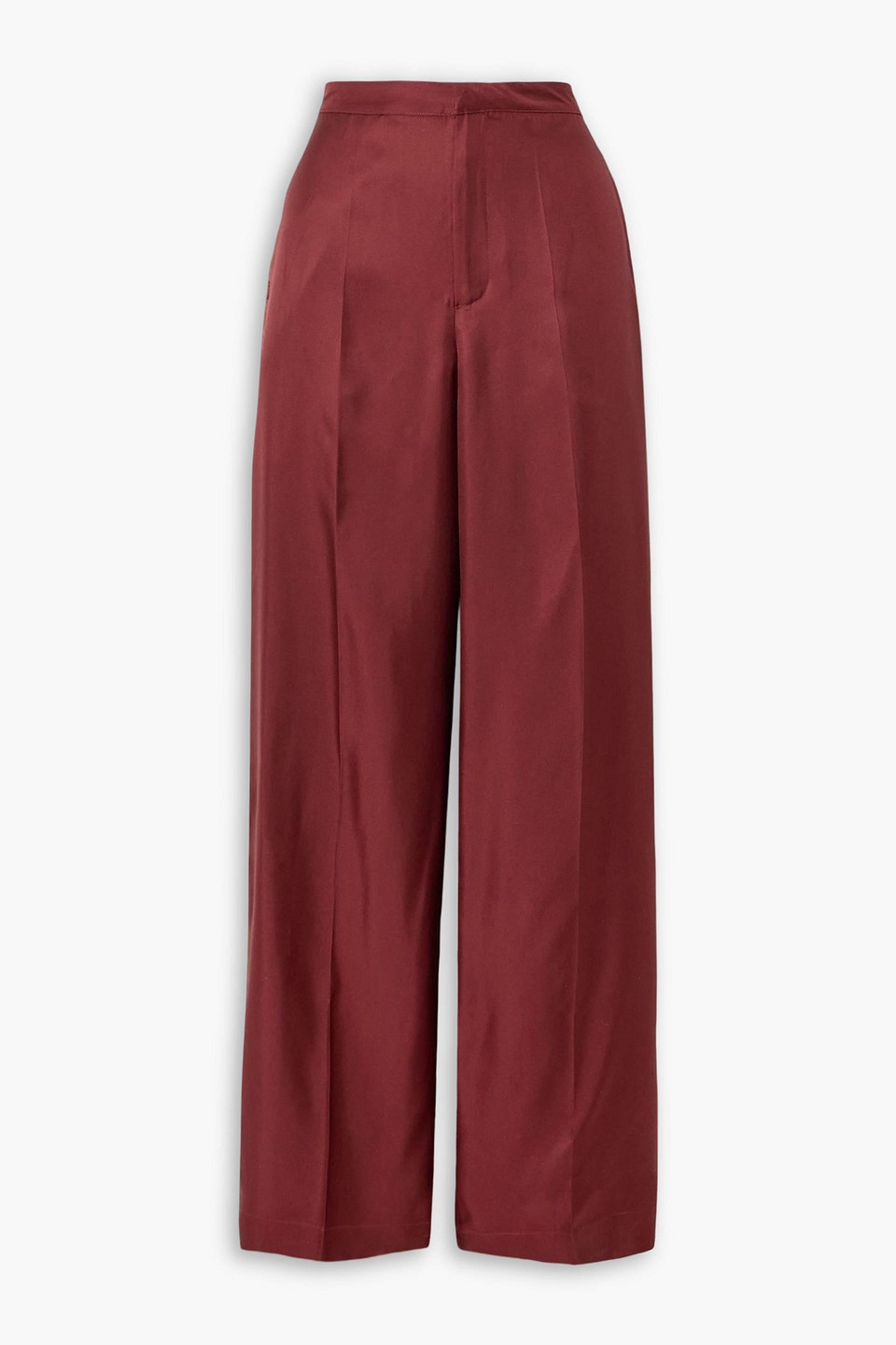loulou de saison - fafila silk-twill wide-leg pants - burgundy - s