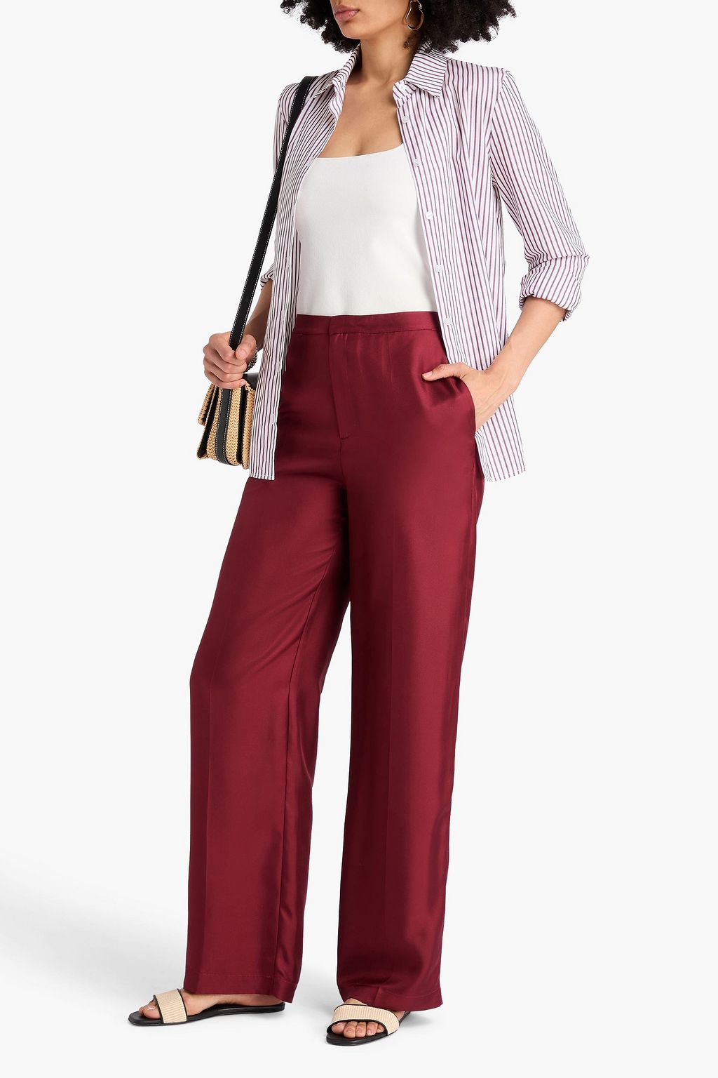LOULOU STUDIO Fafila Hose mit weitem Bein aus Seiden-Twill