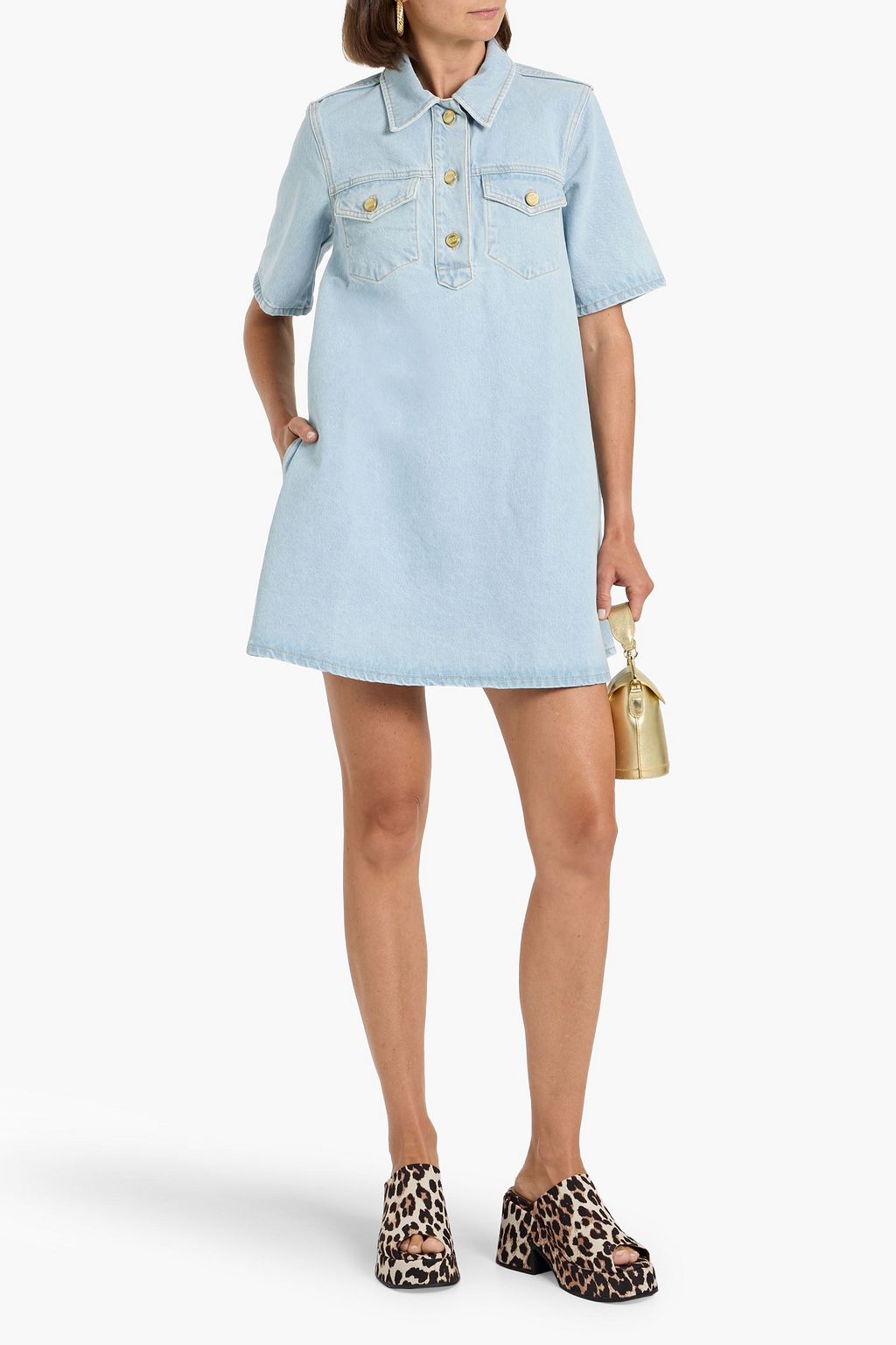 GANNI Denim mini shirt dress