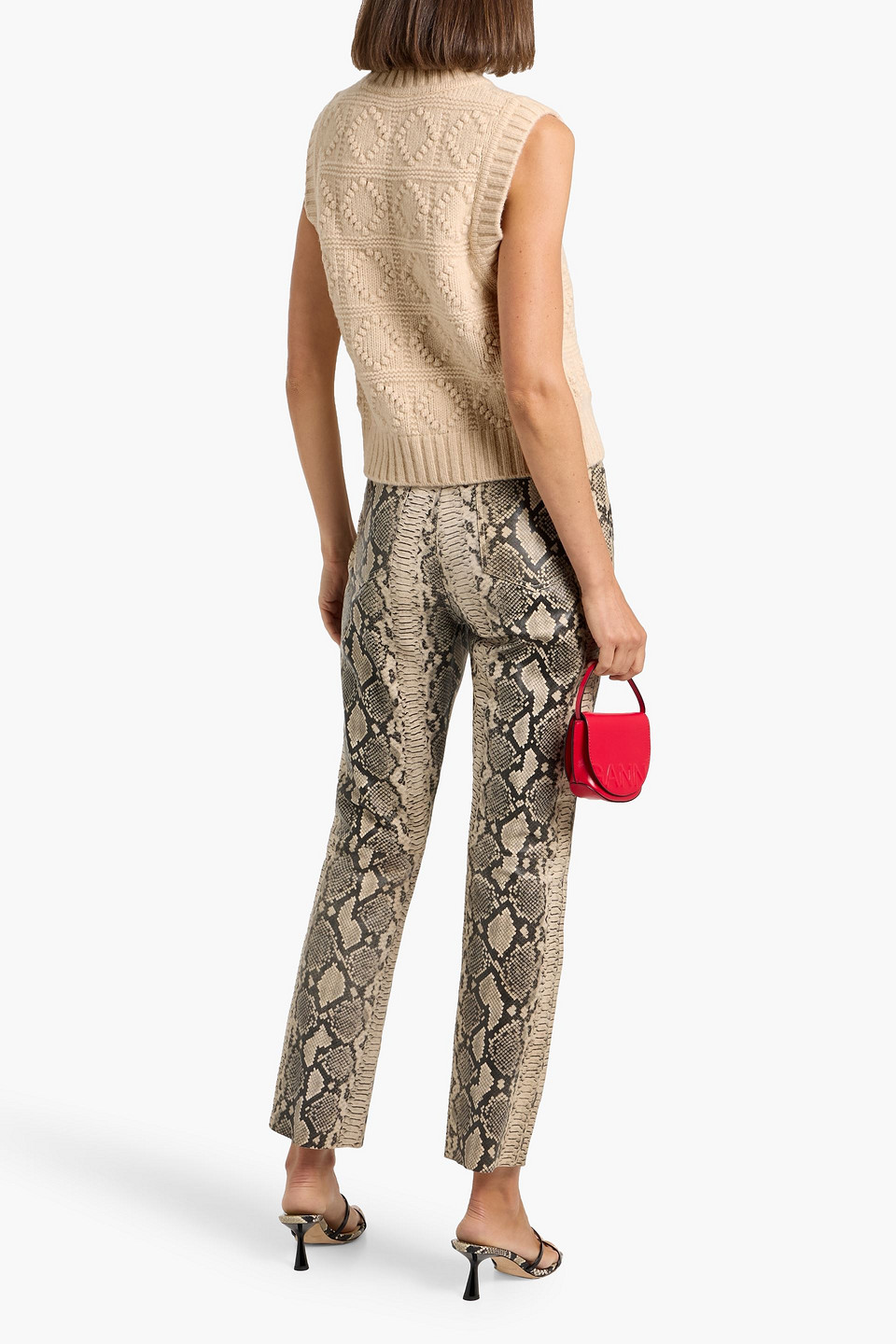 Ganni Jacquard-knit Wool And Cotton-blend Vest In Neutral