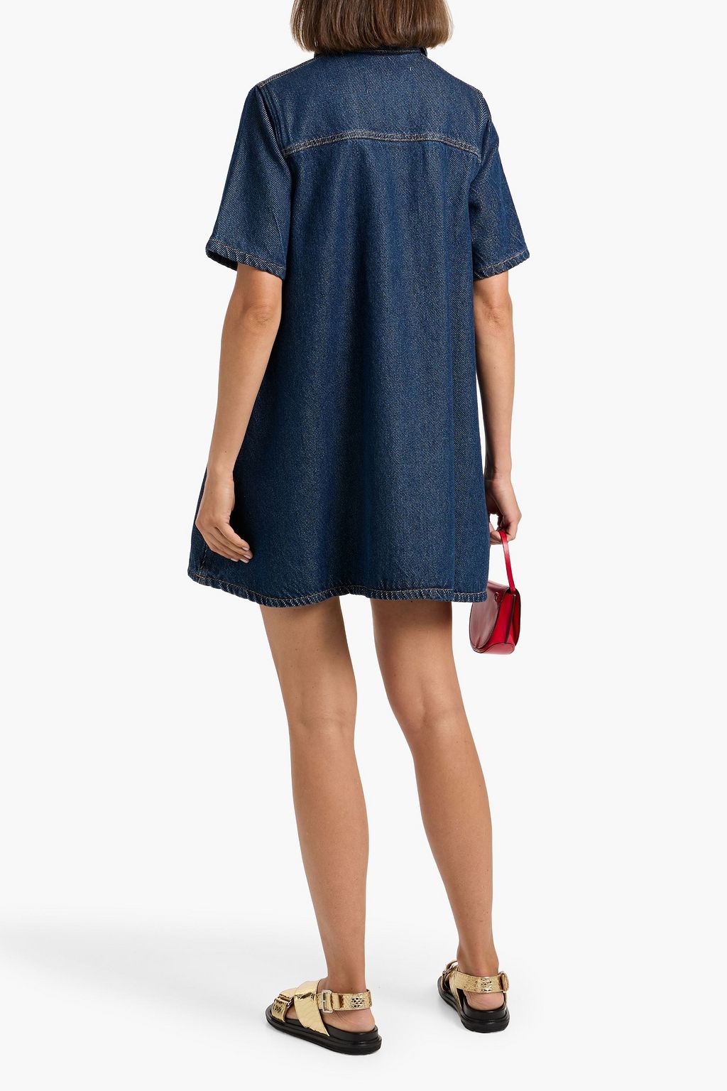 GANNI Denim mini shirt dress