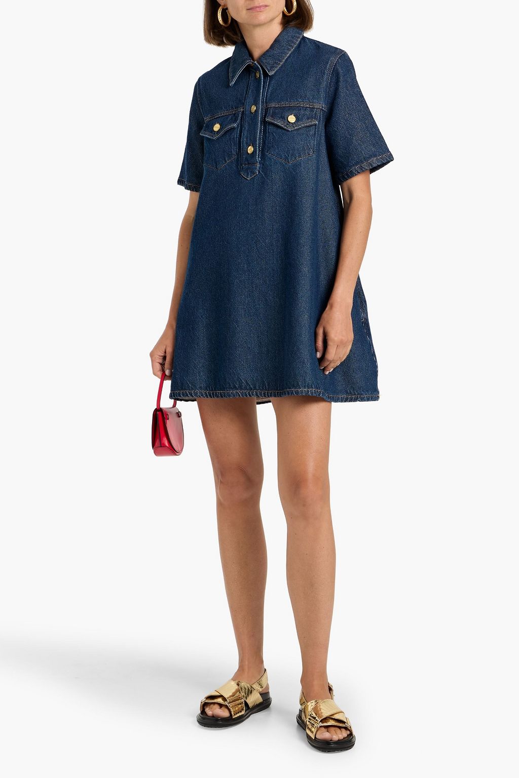 GANNI Denim mini shirt dress