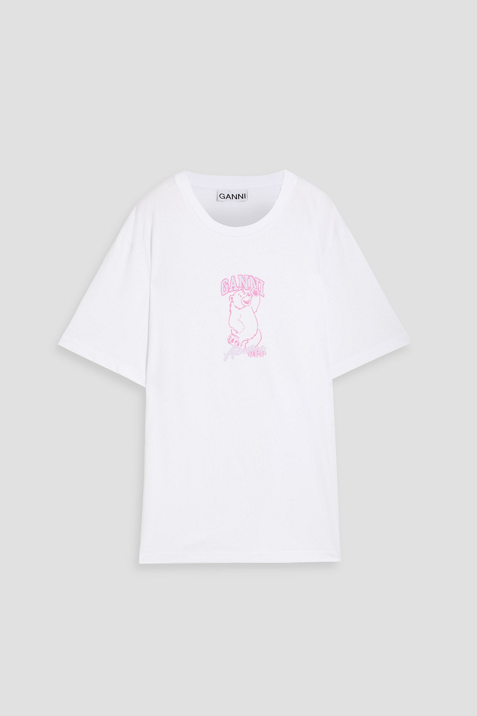 Ganni Printed Cotton-jersey T-shirt In White