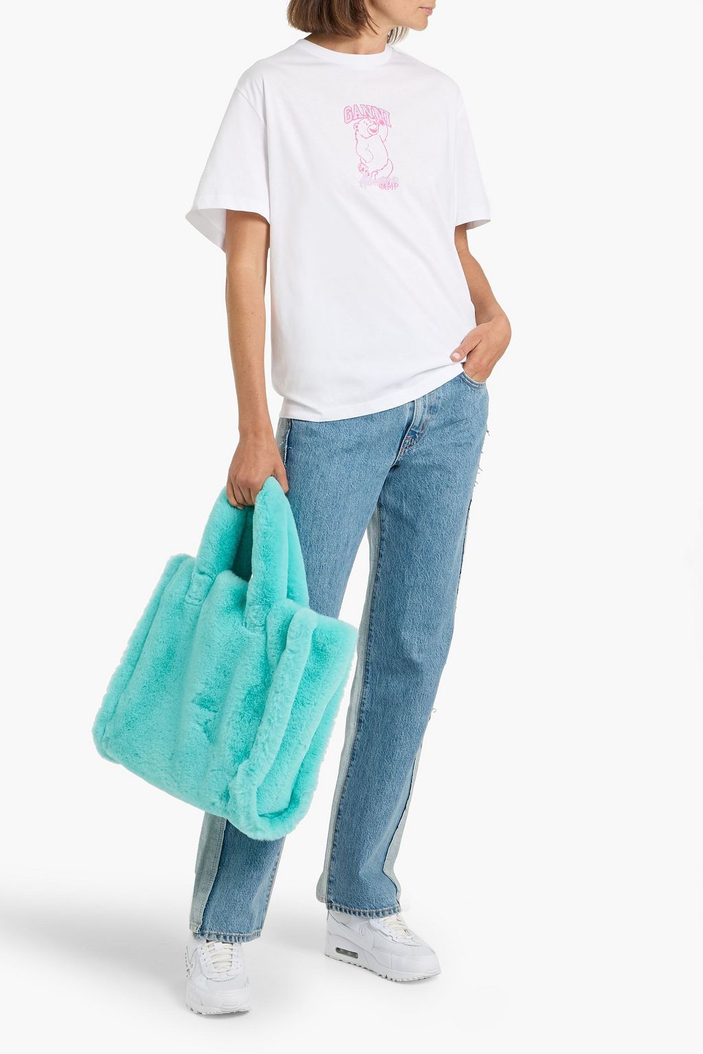 GANNI Printed cotton-jersey T-shirt