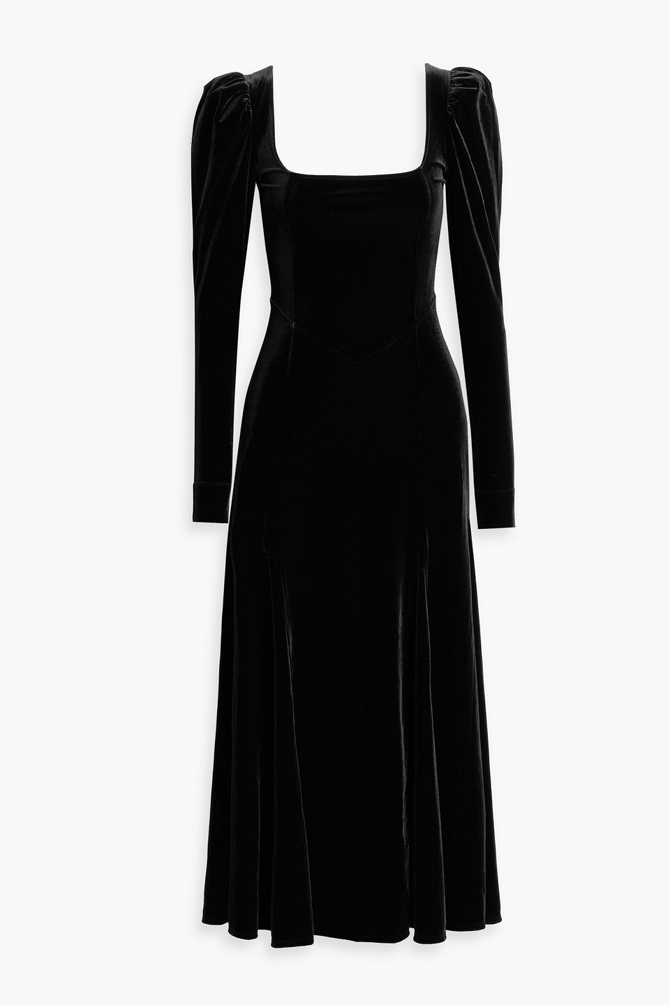 Ganni Velvet Midi Dress In Black