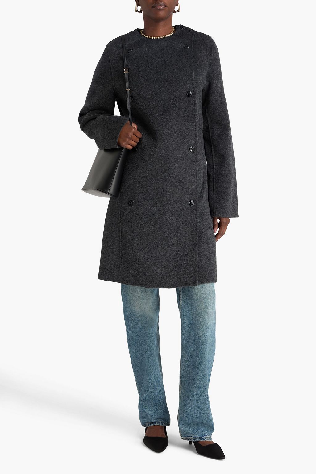 LOULOU STUDIO Fedra double-breasted brushed wool and cashmere-blend felt coat