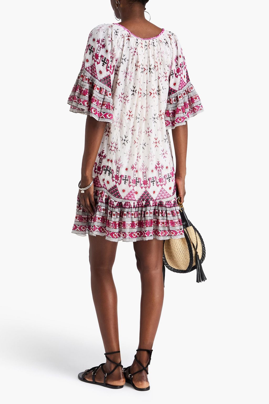 MARANT ÉTOILE コットン混ガーゼ ミニワンピース メタリック プリント入り