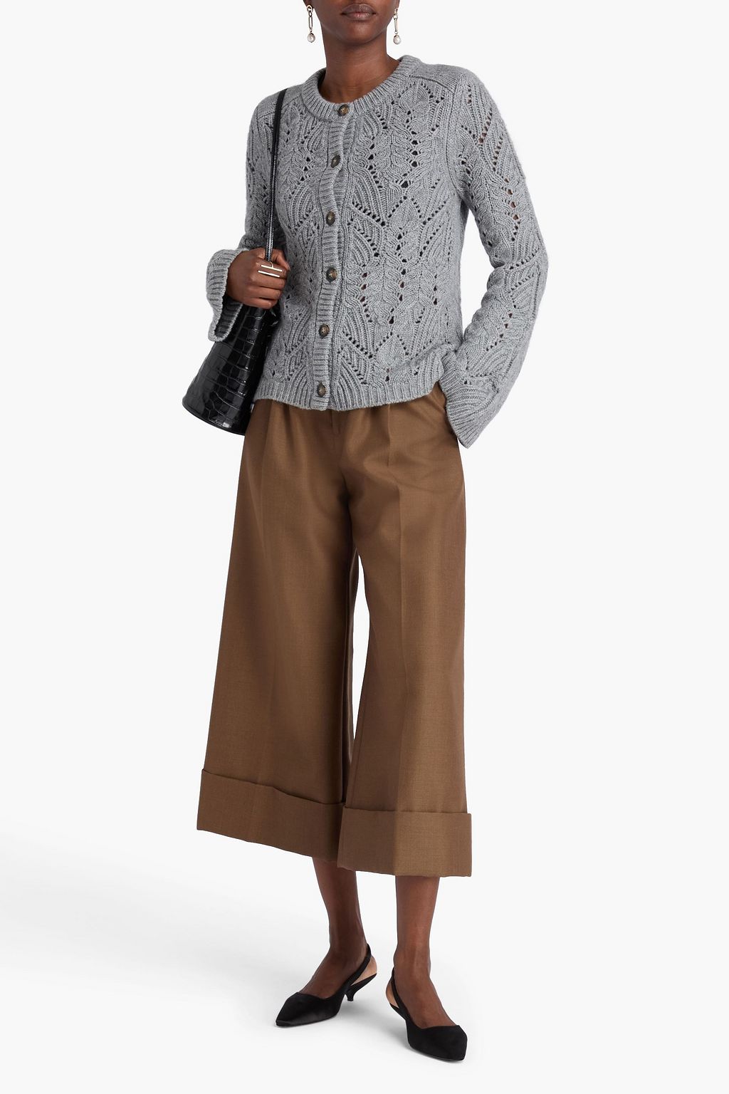 LOULOU STUDIO Frutos pointelle-knit merino wool and cashmere-blend cardigan