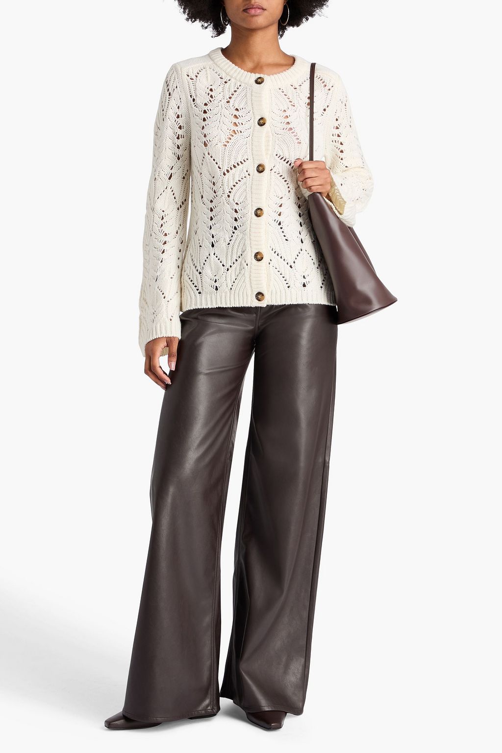 LOULOU STUDIO Frutos pointelle-knit merino wool and cashmere-blend cardigan