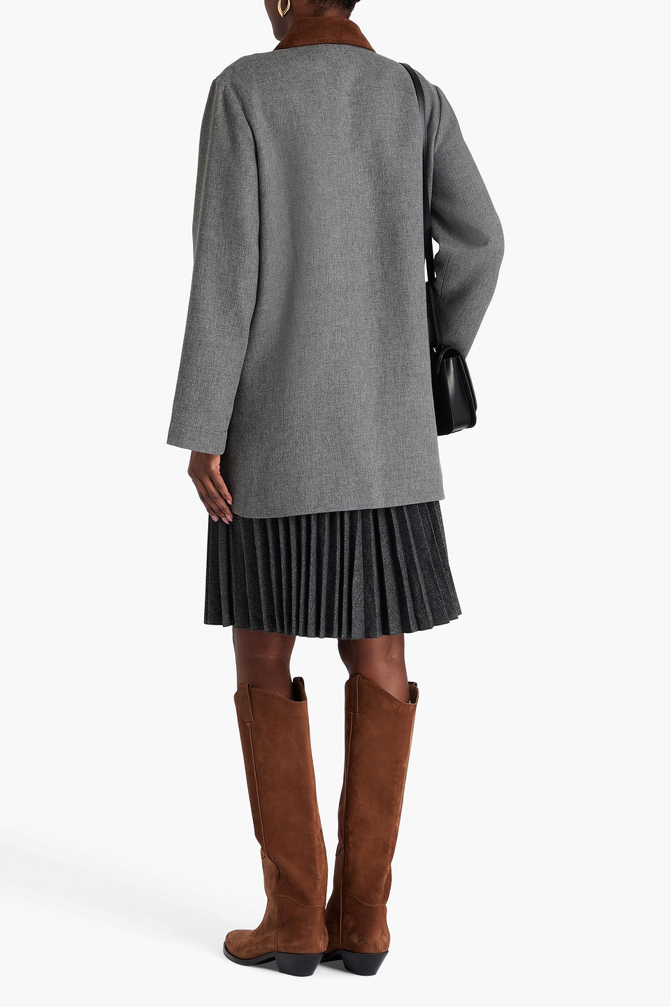 Veronica Beard Freya Dickey Corduroy-trimmed Felt Coat In Gray