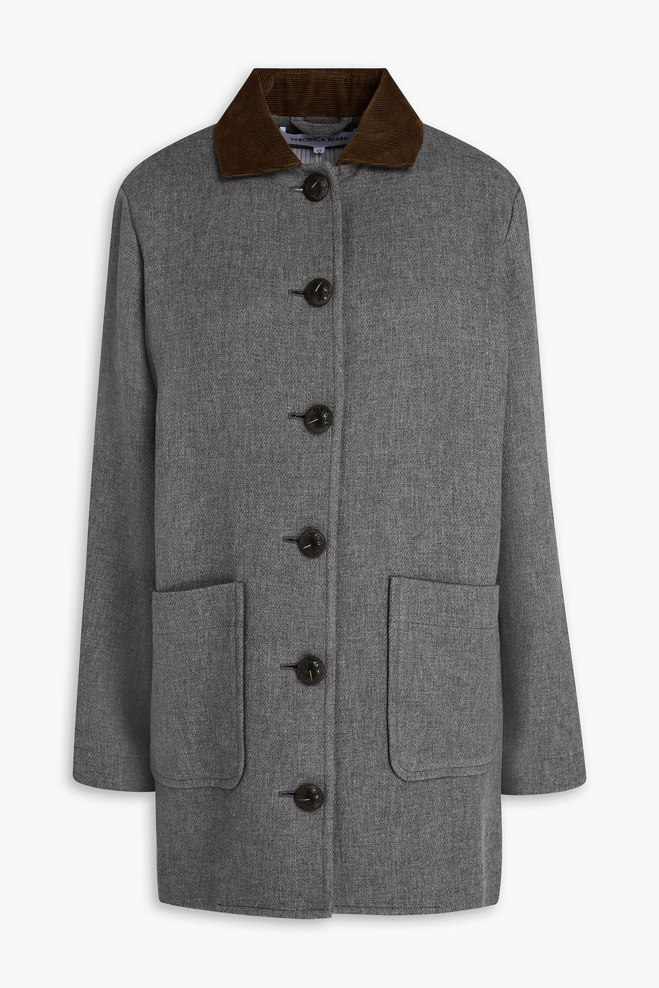 Veronica Beard Freya Dickey Corduroy-trimmed Felt Coat In Gray