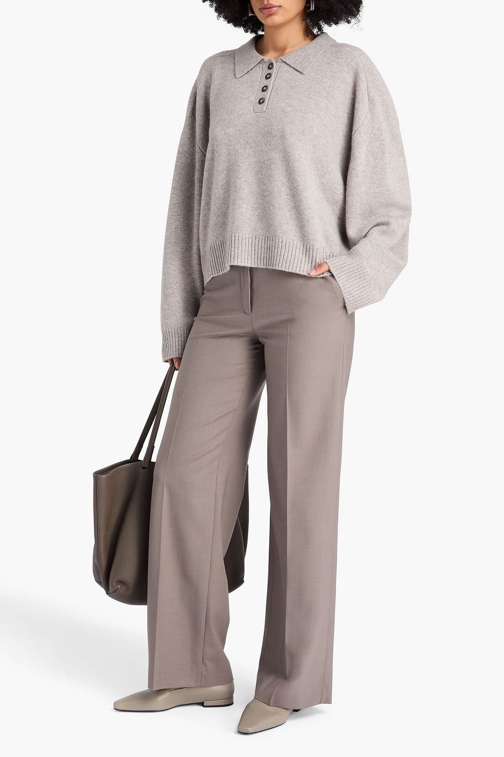LOULOU STUDIO Homere mélange cashmere polo sweater