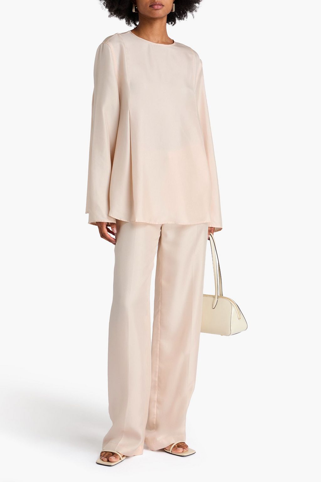 LOULOU STUDIO シルクツイル トップス プリーツ入り
