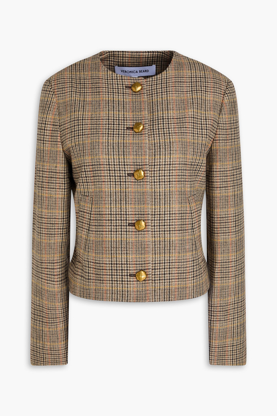 Veronica Beard Andrea Prince Of Wales Checked Wool-blend Tweed Jacket In Brown
