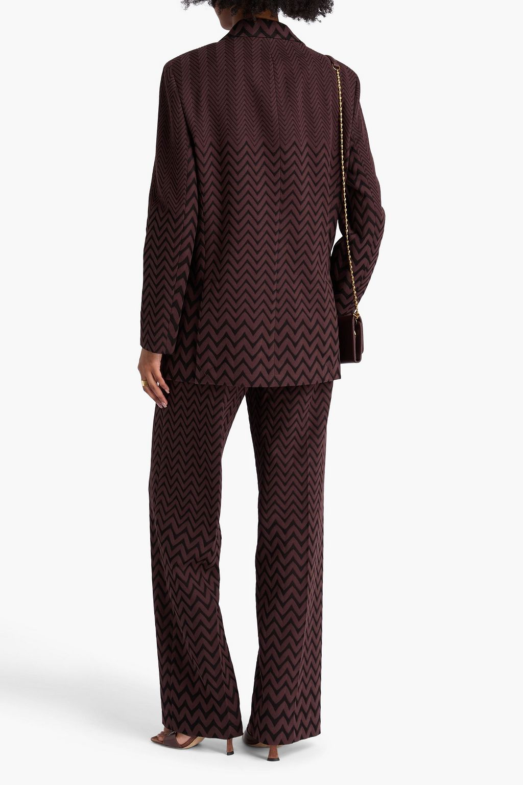 MISSONI Double-breasted jacquard-knit cotton-blend blazer
