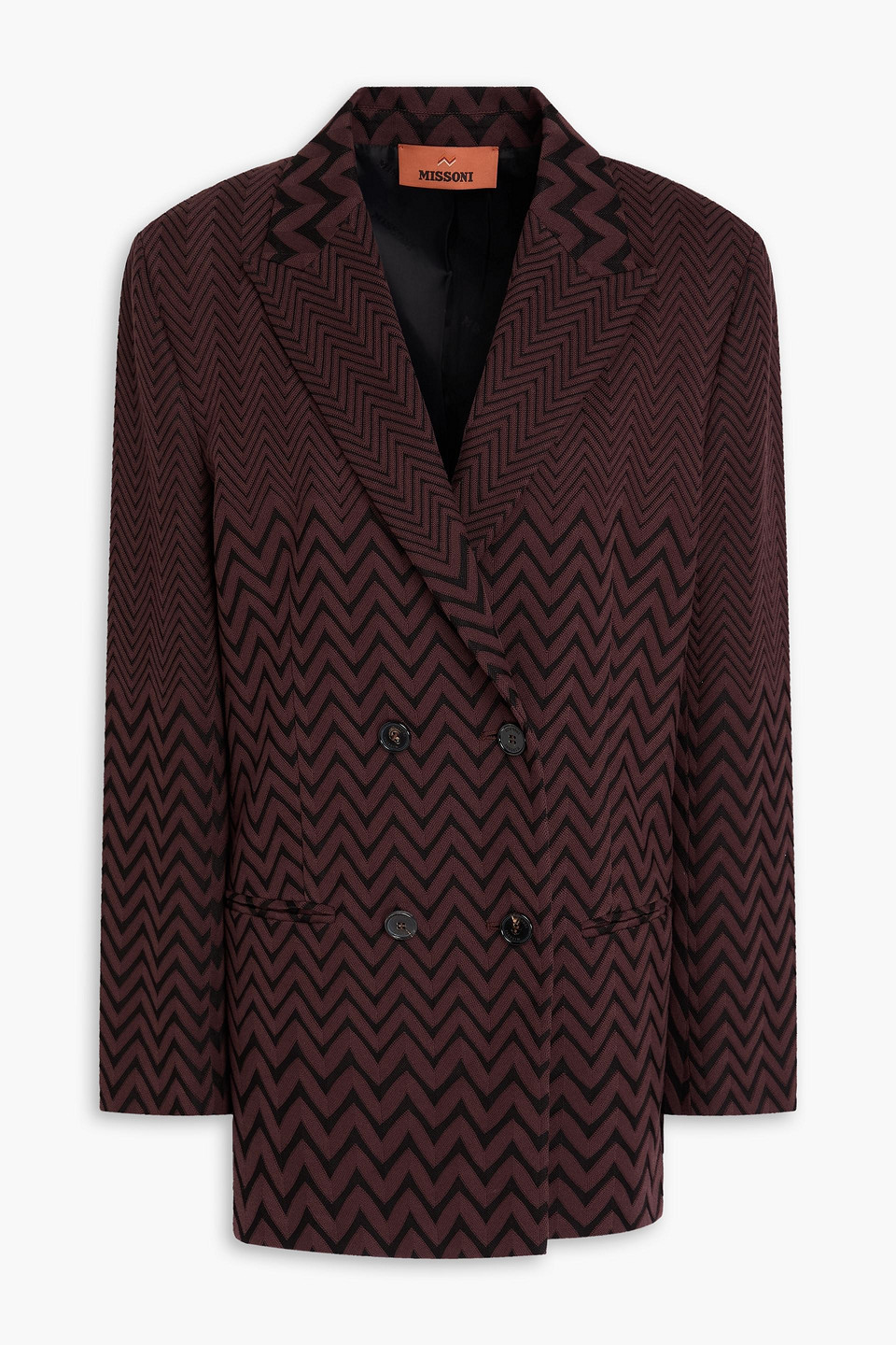 missoni - double-breasted jacquard-knit cotton-blend blazer - brown - it 38
