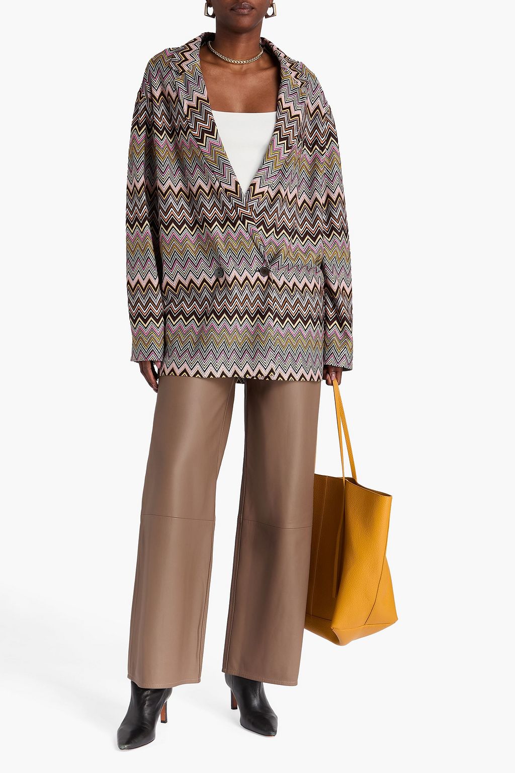 MISSONI Double-breasted crochet-knit blazer