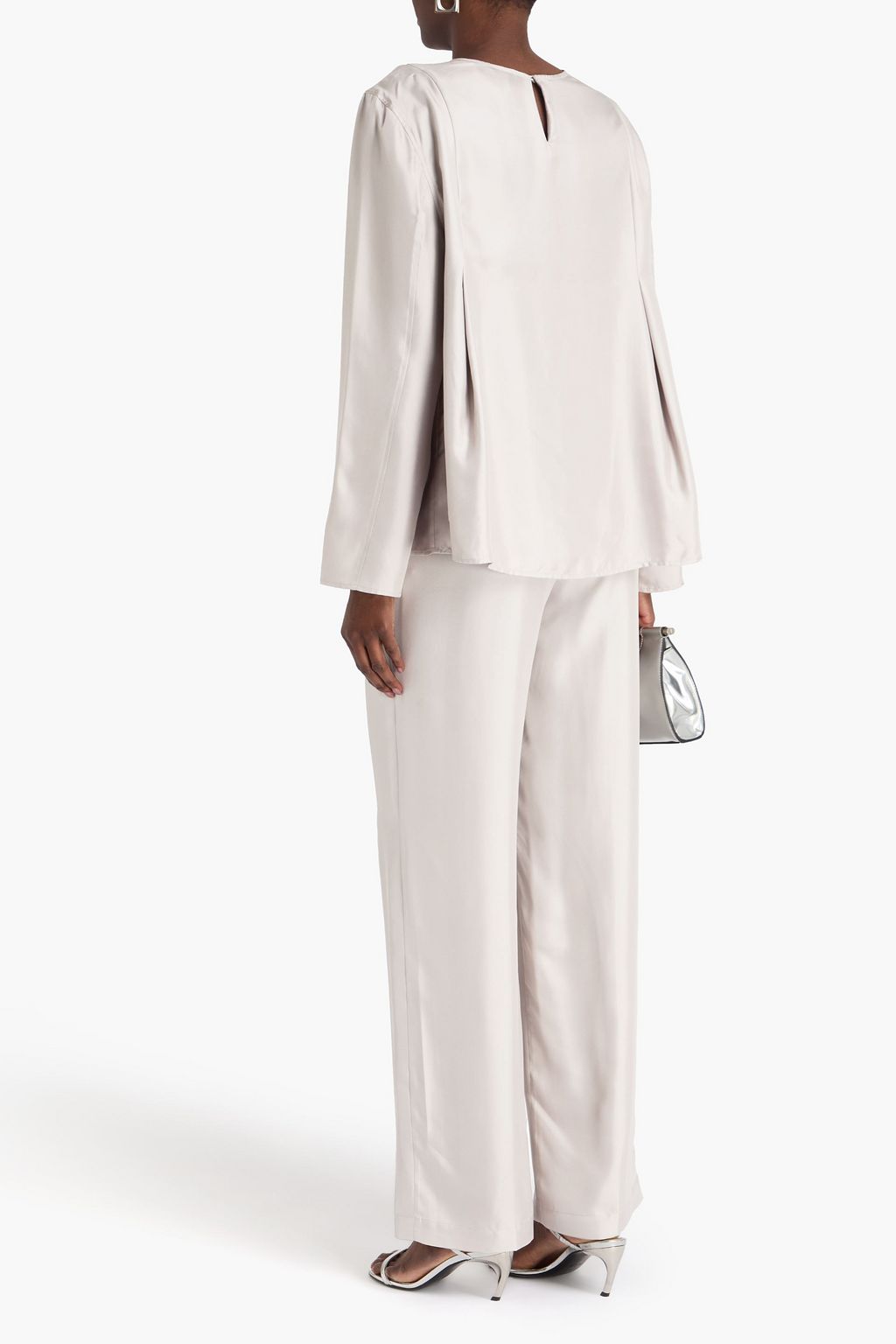 LOULOU STUDIO シルクツイル トップス プリーツ入り