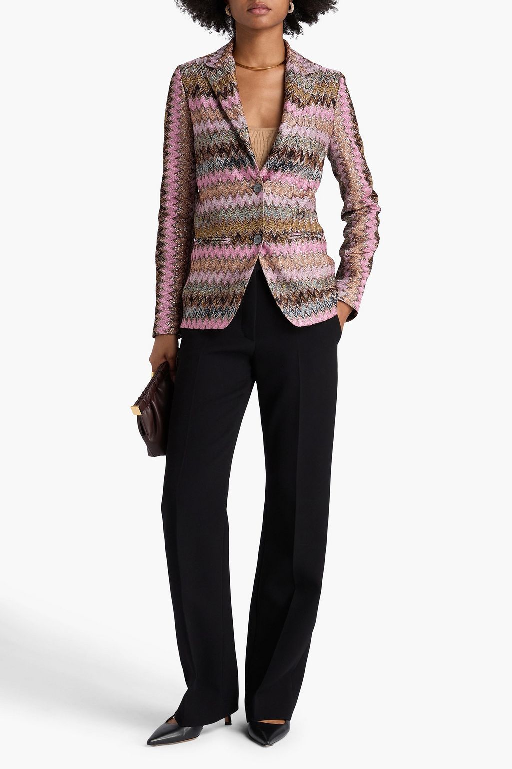 MISSONI Metallic crochet-knit blazer