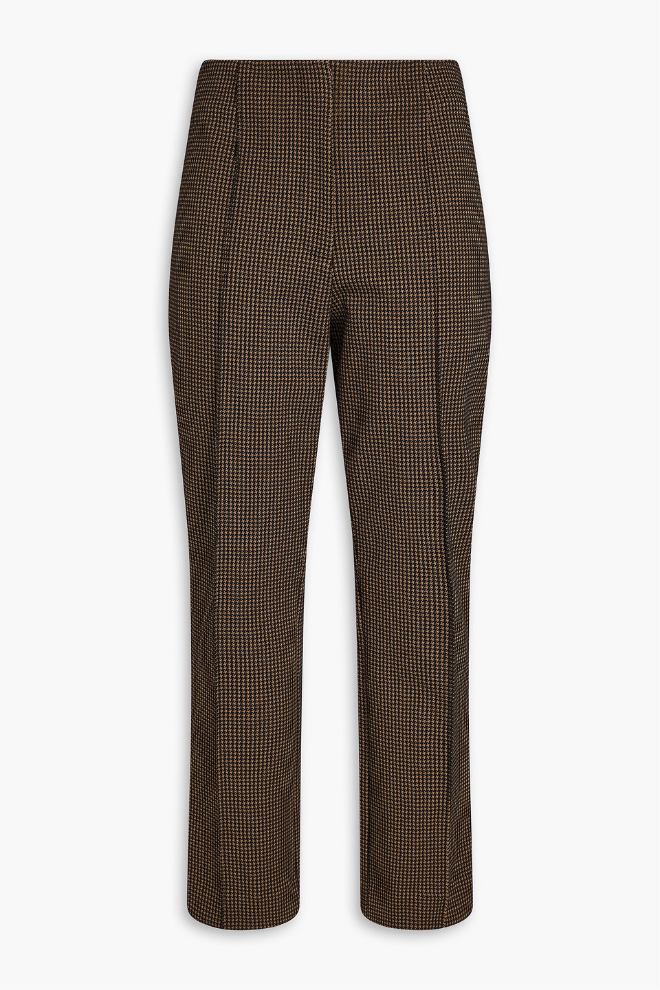 veronica beard - kean cropped houndstooth knitted flared pants - brown - us 2