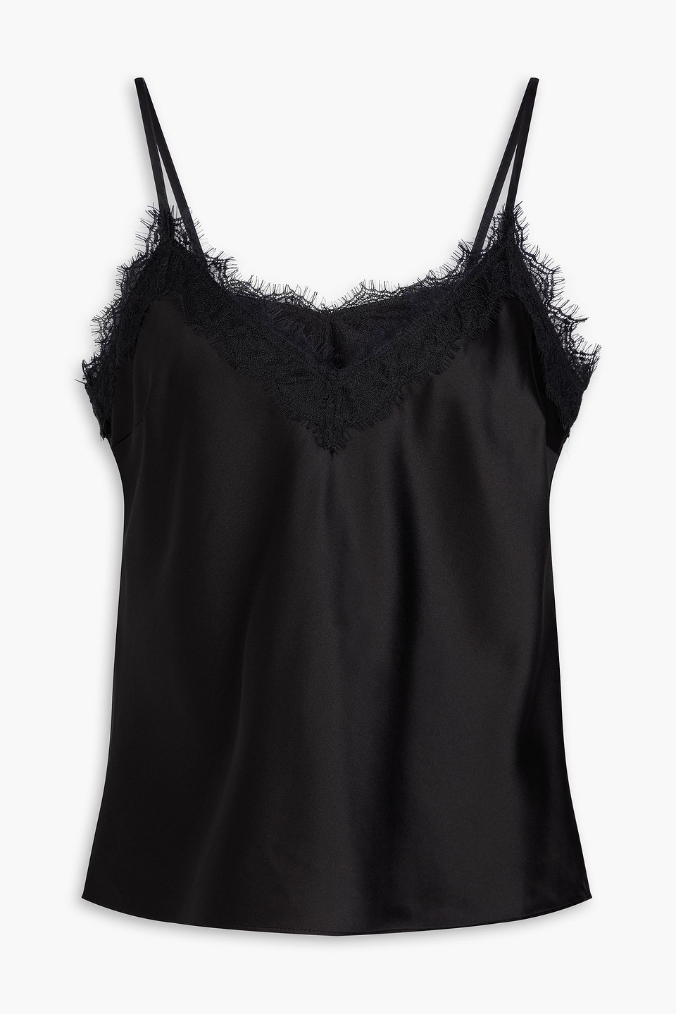 Veronica Beard Ciarlo Lace Trim Silk Tank In Black In Black