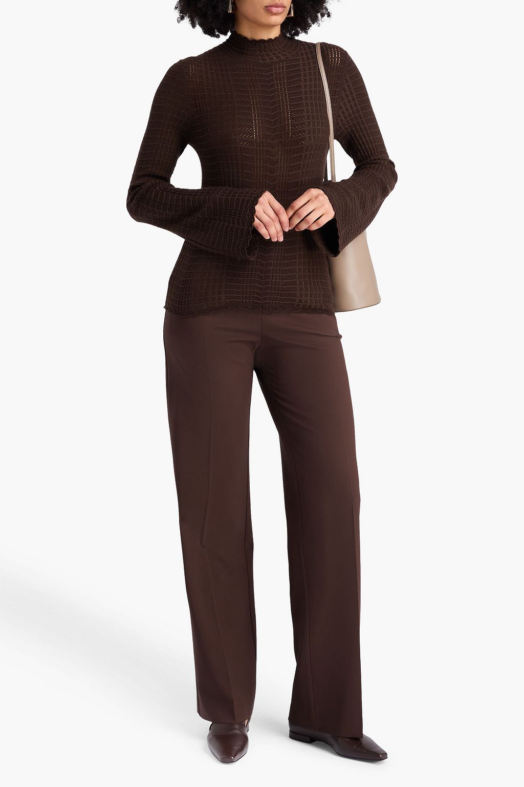 LOULOU STUDIO Orion pointelle-knit wool-blend turtleneck sweater