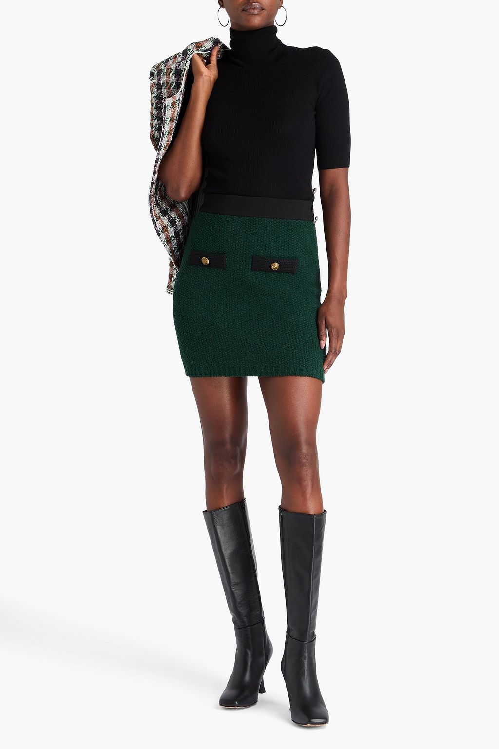 VERONICA BEARD Rivka bouclé-knit mini skirt