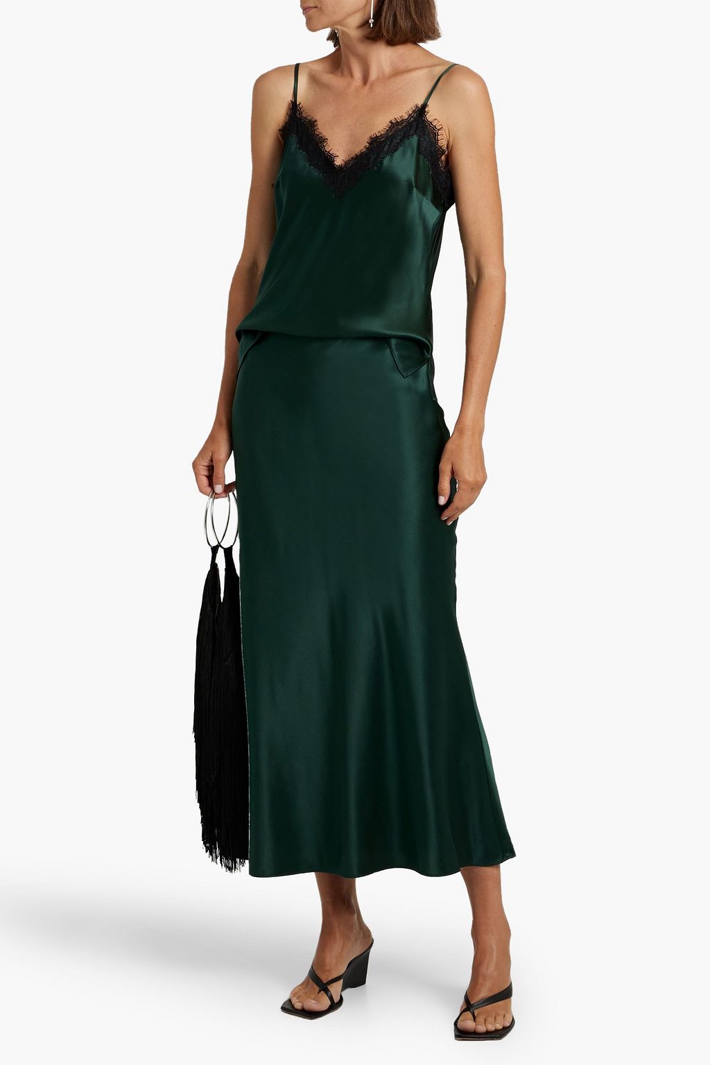 VERONICA BEARD Clover silk-blend satin midi skirt