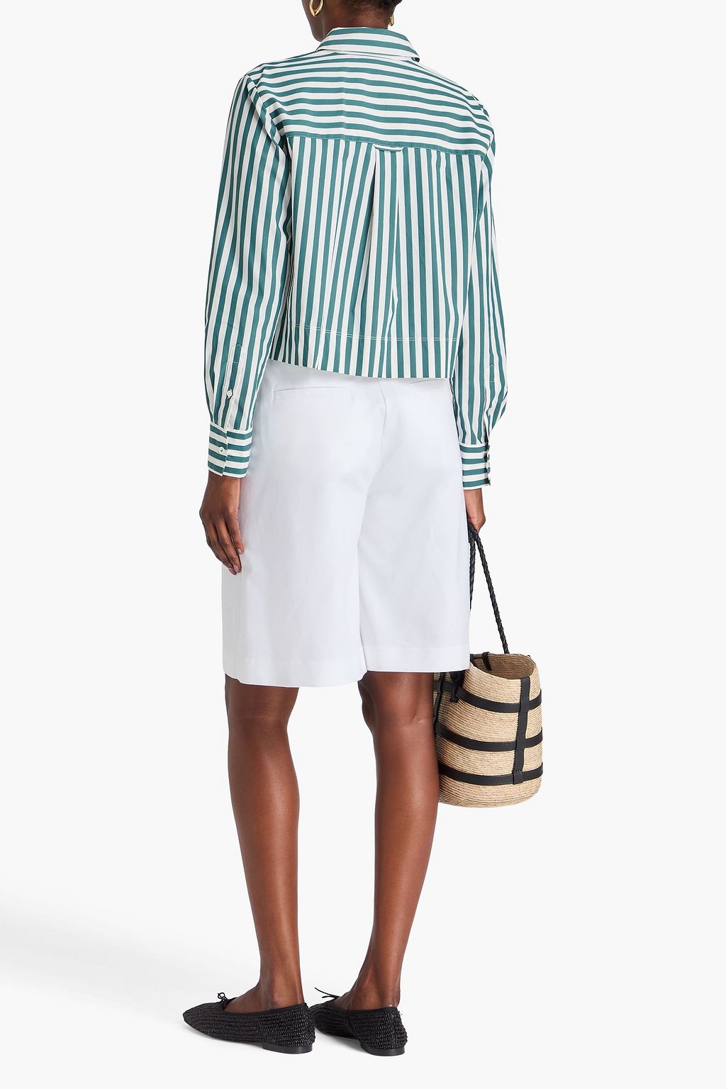 VERONICA BEARD Maia striped cotton-blend poplin shirt