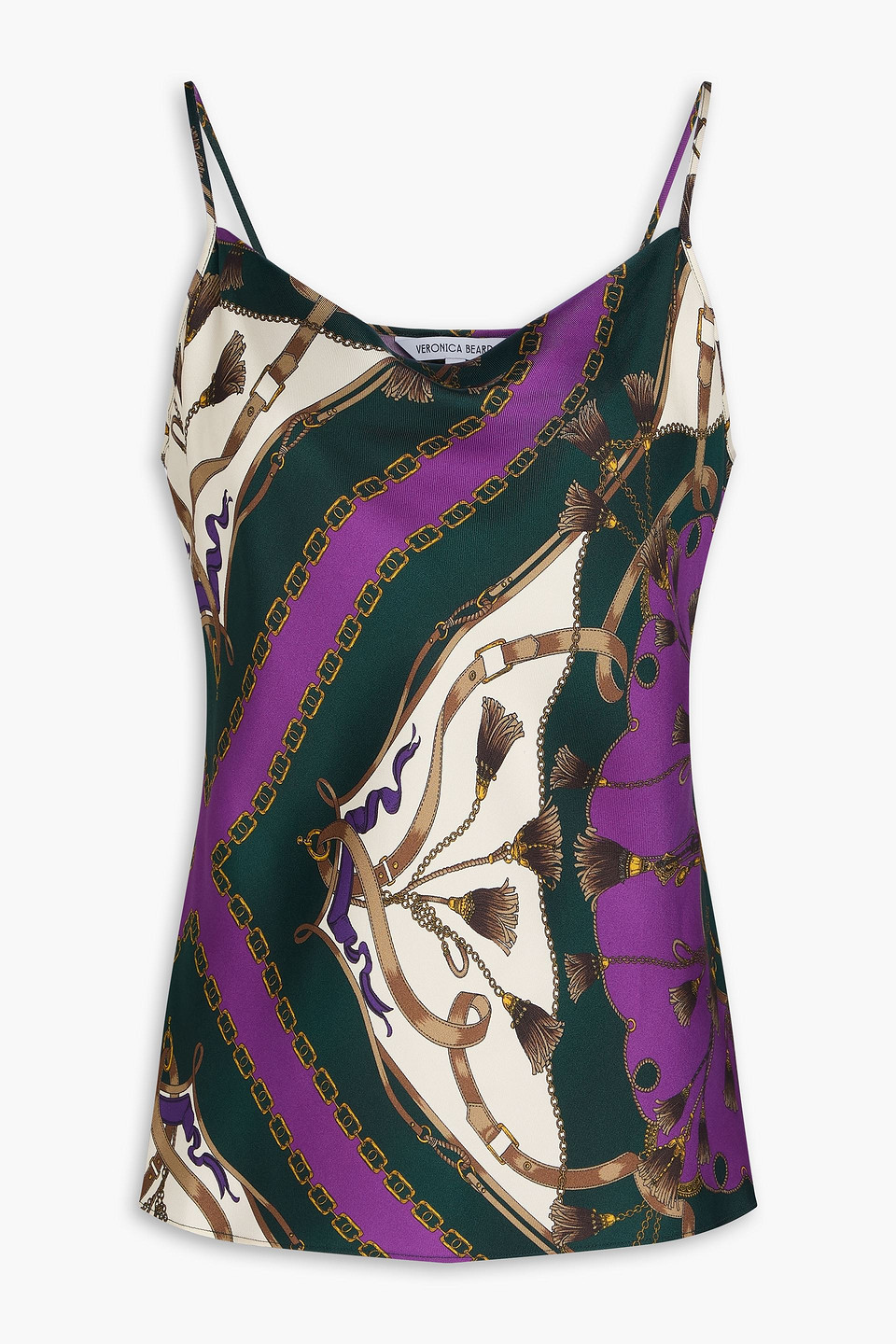 Veronica Beard Sola Draped Printed Silk-blend Twill In Multi