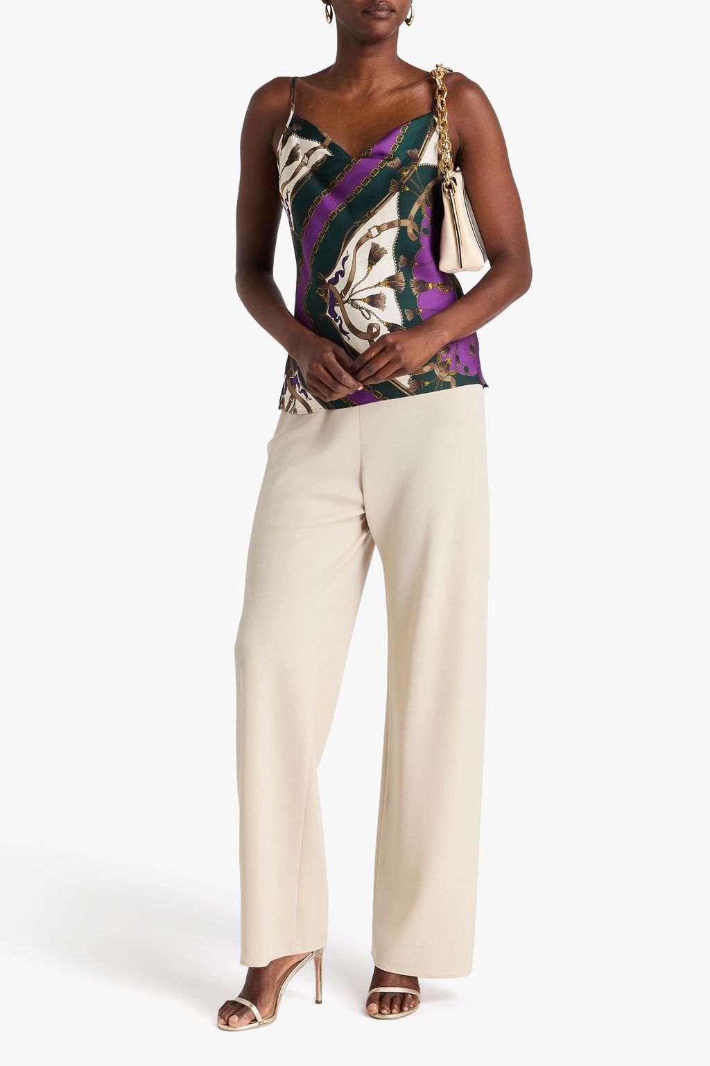 VERONICA BEARD Sola draped printed silk-blend twill