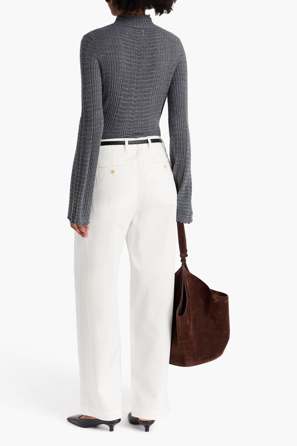 LOULOU STUDIO Orion pointelle-knit wool-blend turtleneck sweater