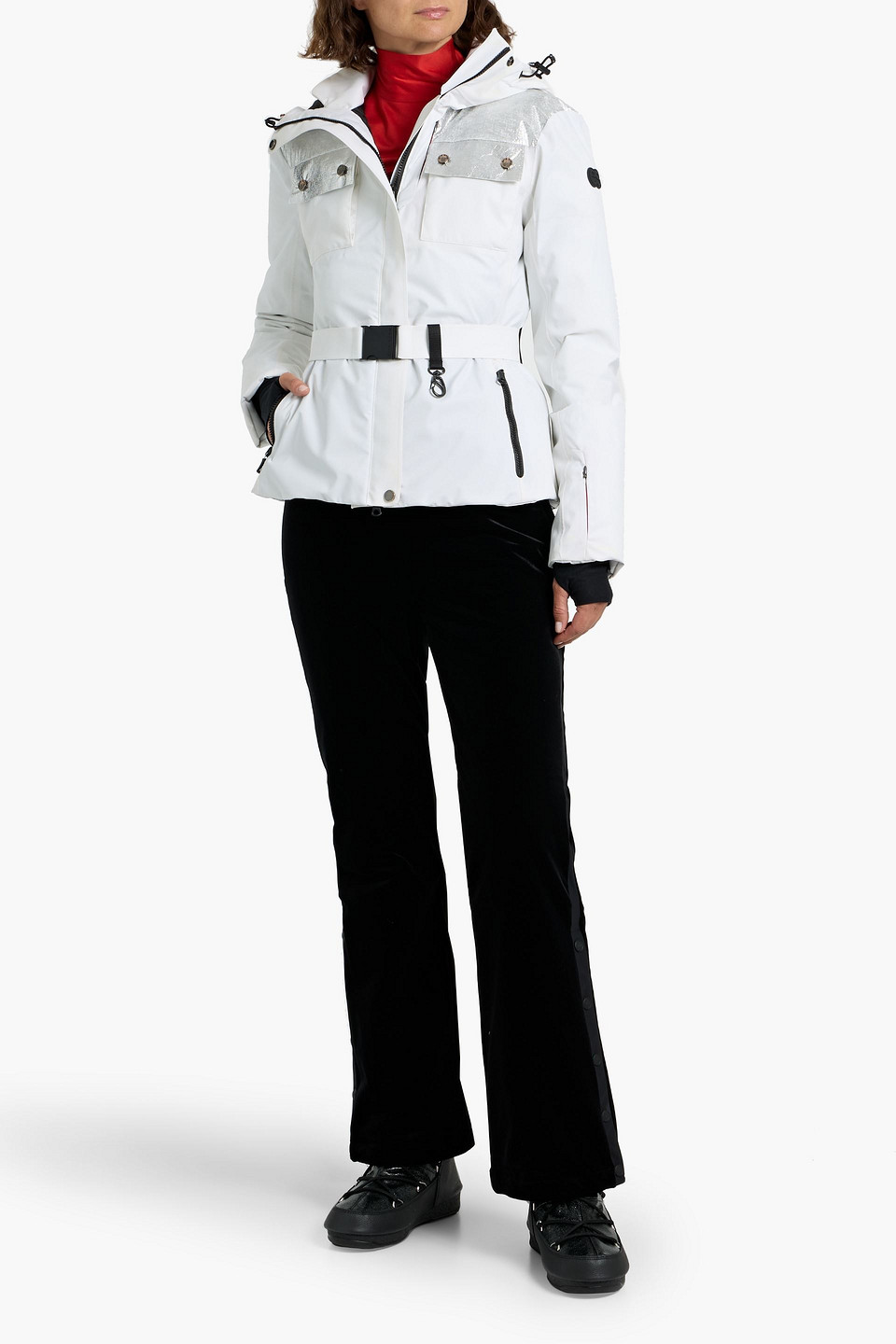 Erin Snow Diana Belted Ski Jacket In Gray