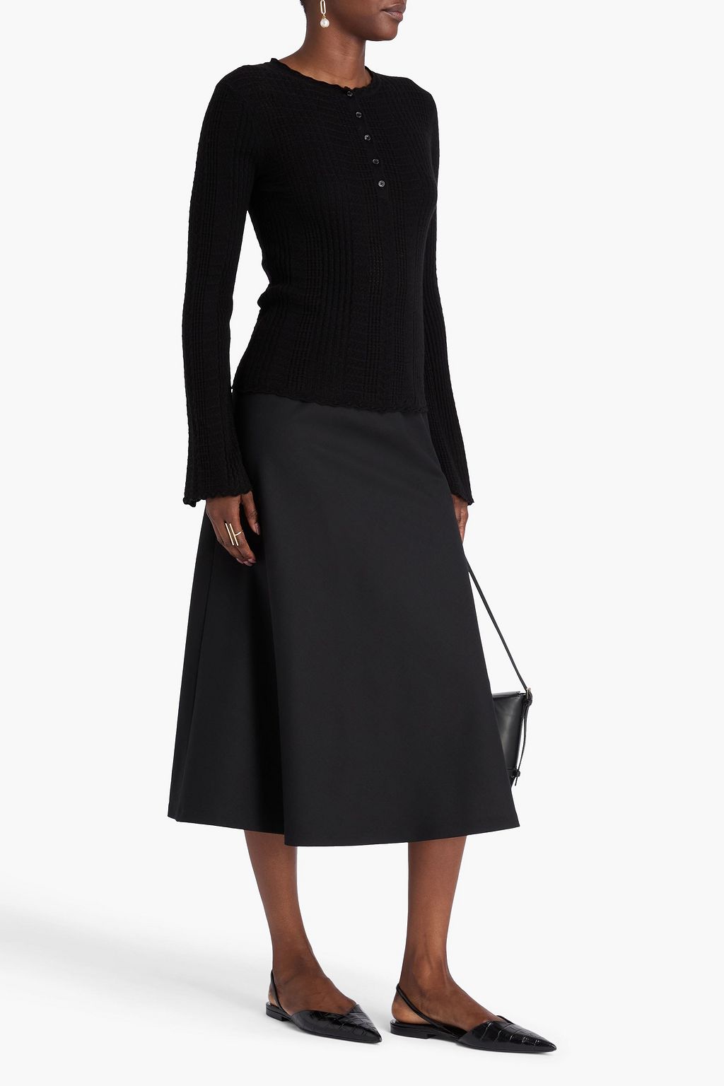 LOULOU STUDIO Zoe pointelle-knit wool-blend sweater