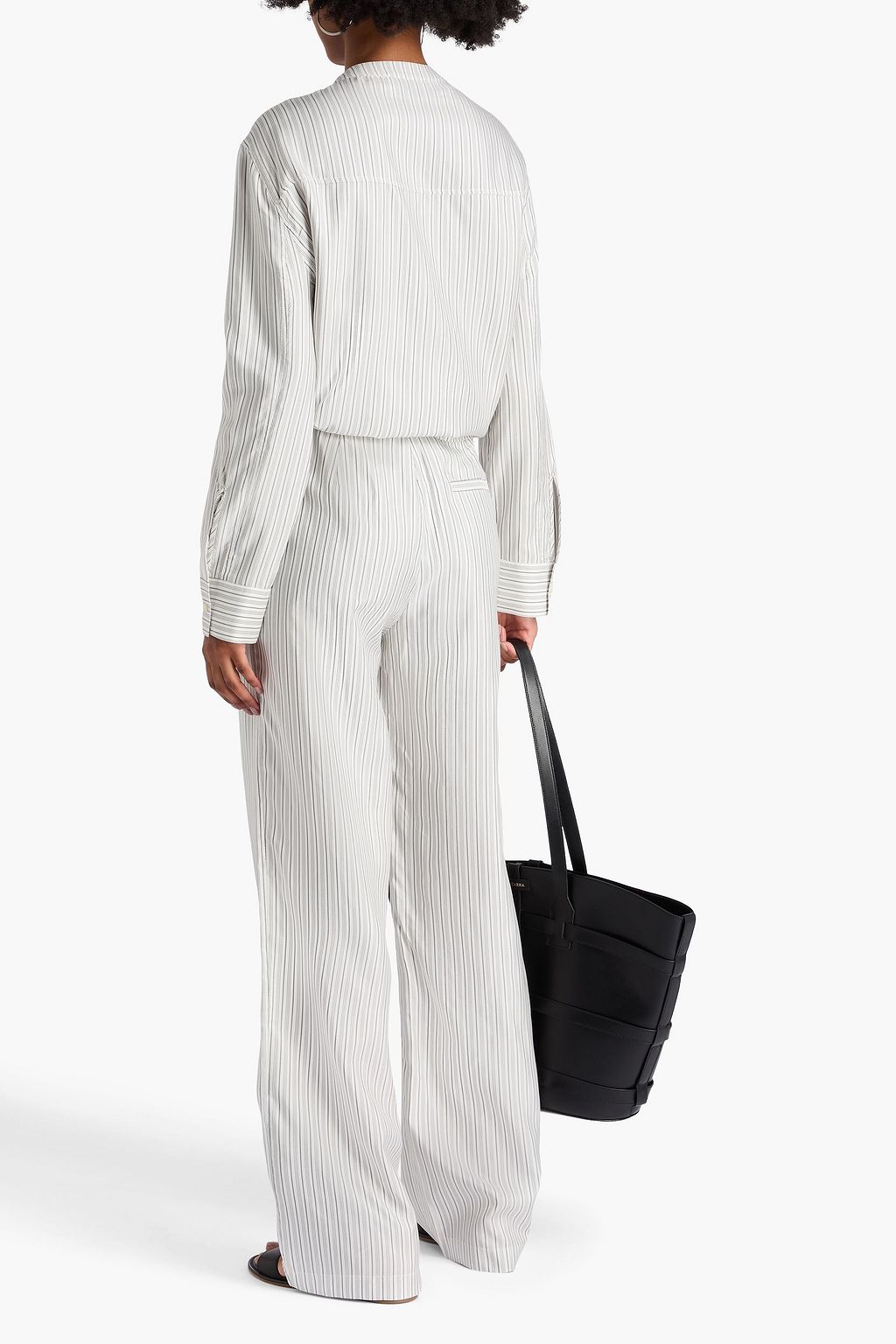 LOULOU STUDIO Luna Hose mit weitem Bein aus Seiden-Twill mit Streifen