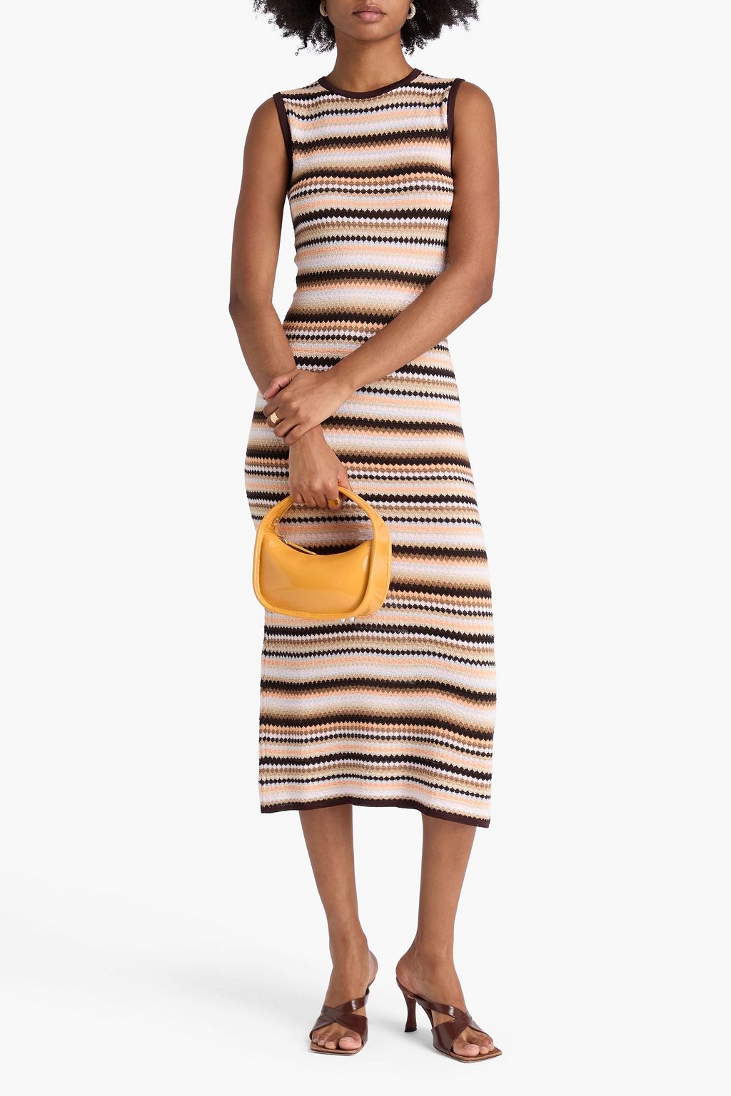 MISSONI Striped crochet-knit cotton-blend midi dress